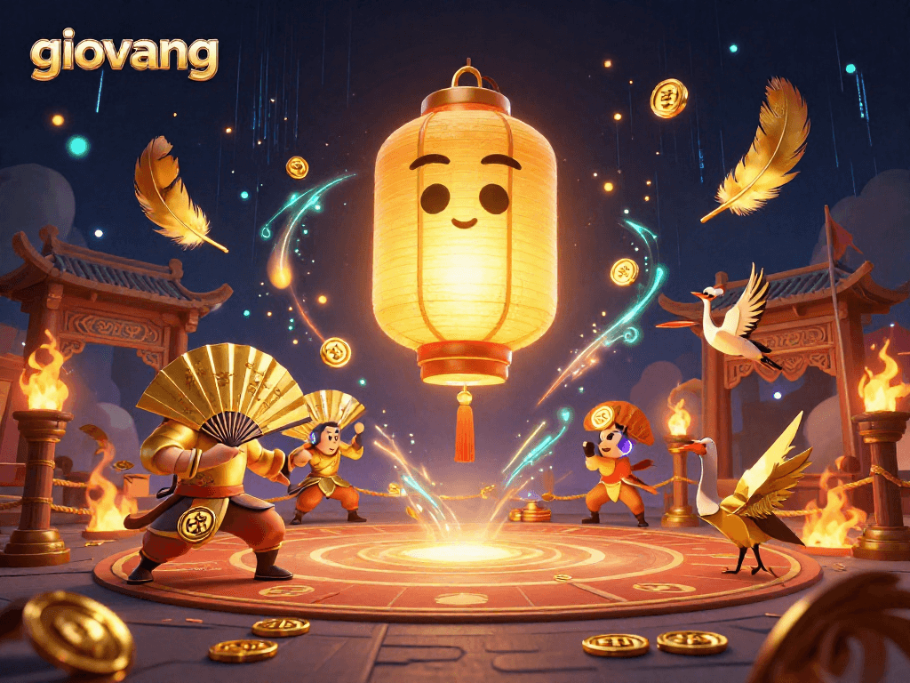 Experience thrilling gambling moments with giovang's golden lantern spirit at a vibrant night market casino.