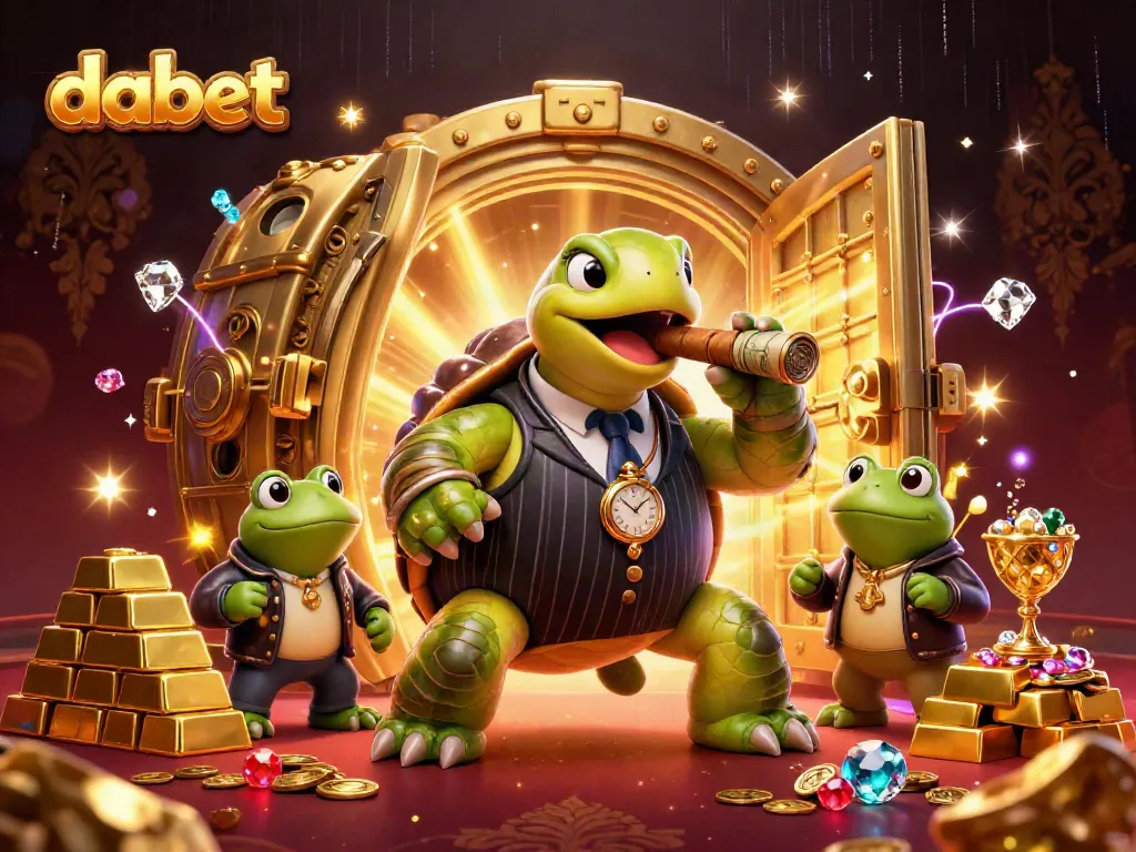 Dabet brings excitement to online gaming with a bold scene featuring a cartoon turtle and enforcers.