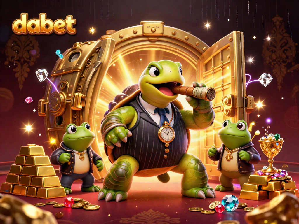 Dabet brings excitement to online gaming with a bold scene featuring a cartoon turtle and enforcers.