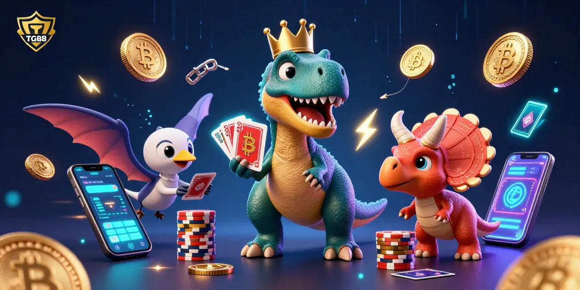 Engage with TG88 as a T-Rex deals cards while a pterodactyl helps and a triceratops stacks chips.