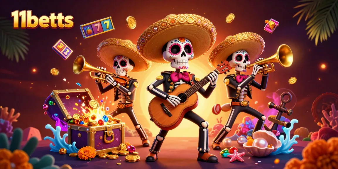 Experience thrilling gameplay at 11betts with colorful slots and festive mariachi characters.