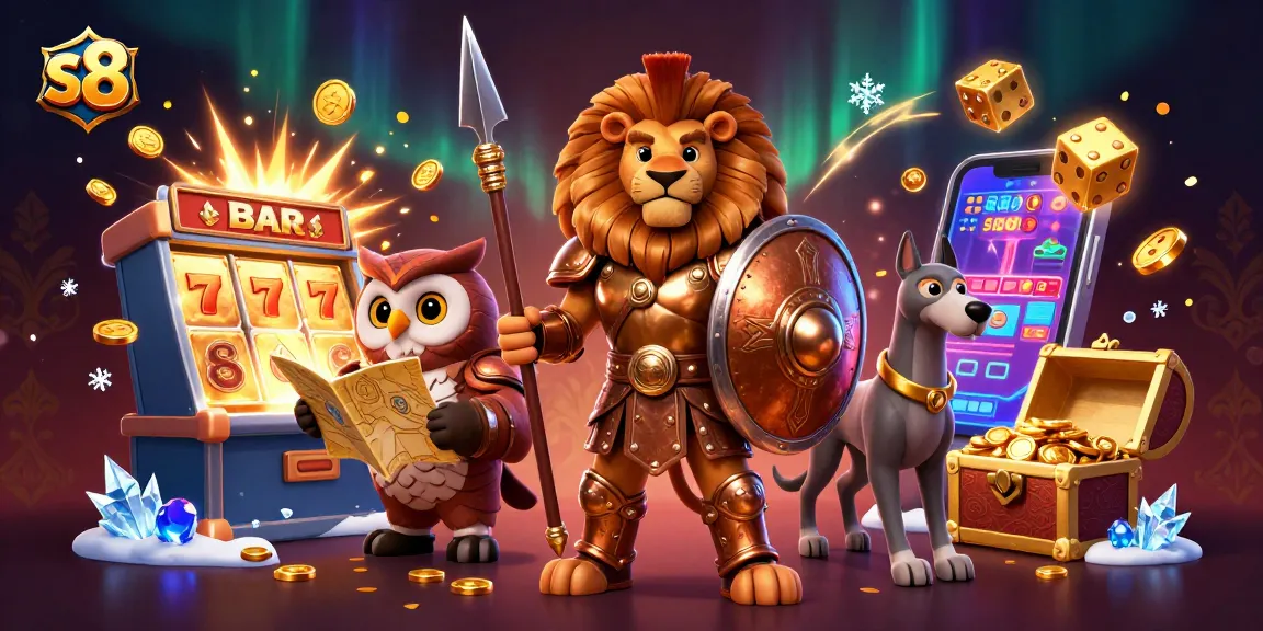 Experience thrilling gaming action with S8 and its dynamic casino elements and characters.