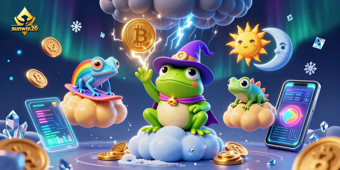 Experience the thrill of casino gaming with sunwin20 in a vibrant, dynamic 3D illustration.